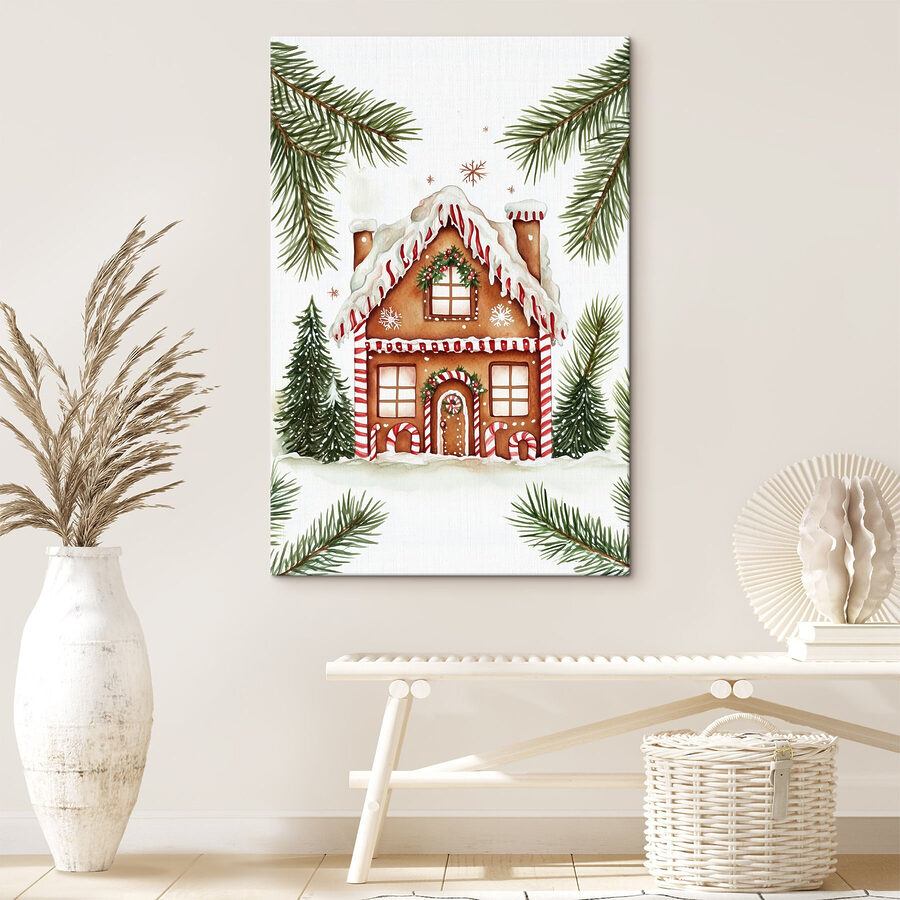 Maison en pain d'épices recouverte de neige
