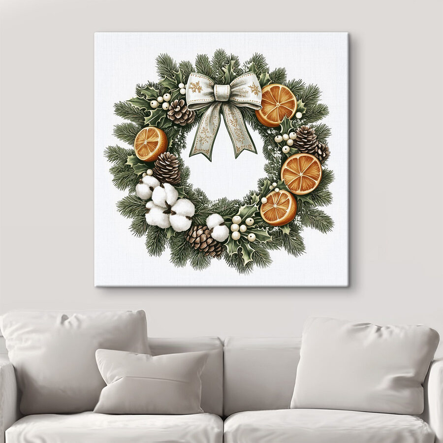 Couronne avec oranges et baies