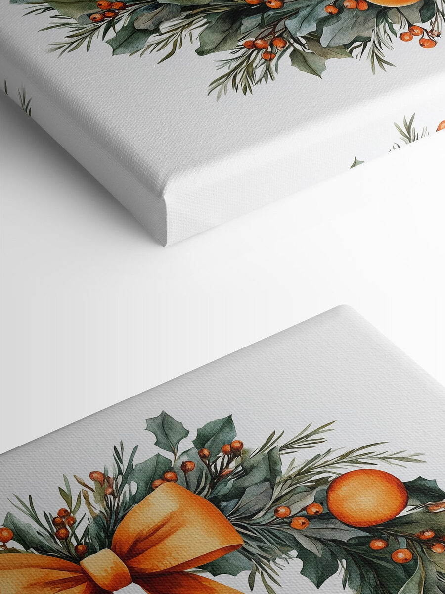 Tableaux Couronne aquarelle avec oranges et baies – Image 4