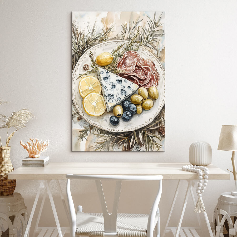 Assiette de nourriture avec du fromage et des olives Assiette de nourriture avec du fromage et des olives