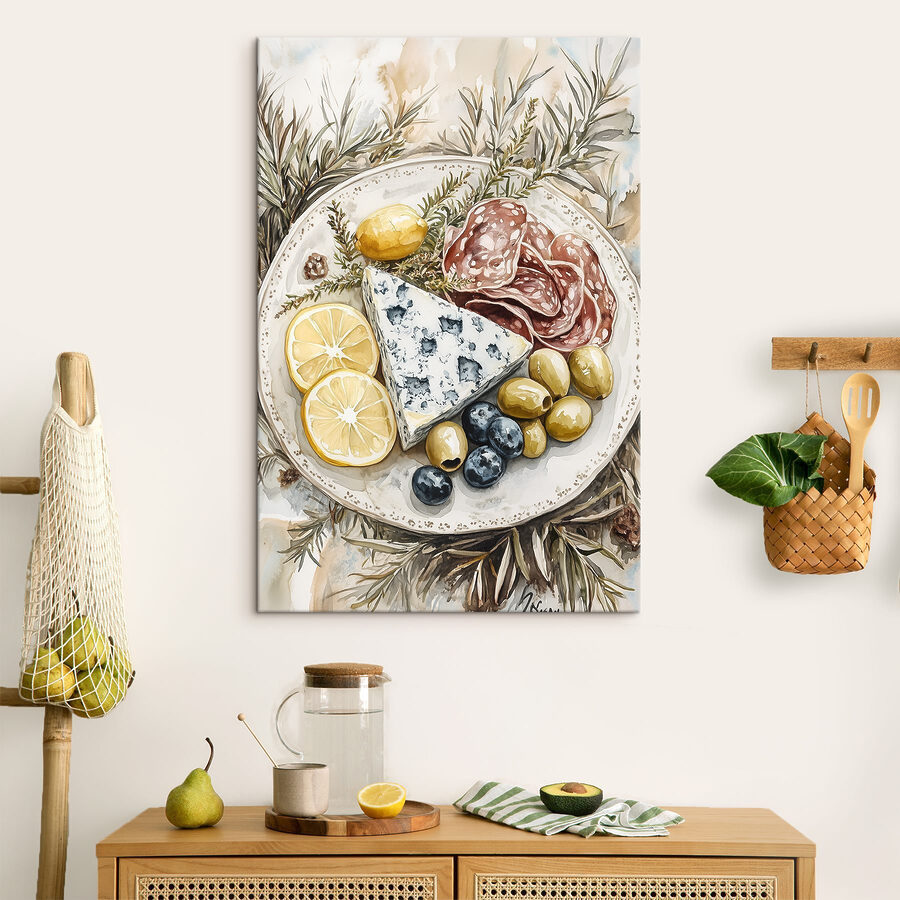 Assiette de nourriture avec du fromage et des olives Assiette de nourriture avec du fromage et des olives