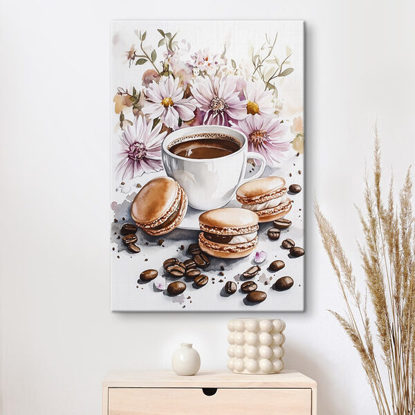 Aquarelle d'une tasse de café et de biscuits Aquarelle d'une tasse de café et de biscuits