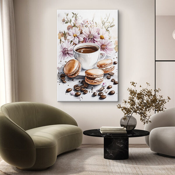 Aquarelle d'une tasse de café et de biscuits Aquarelle d'une tasse de café et de biscuits