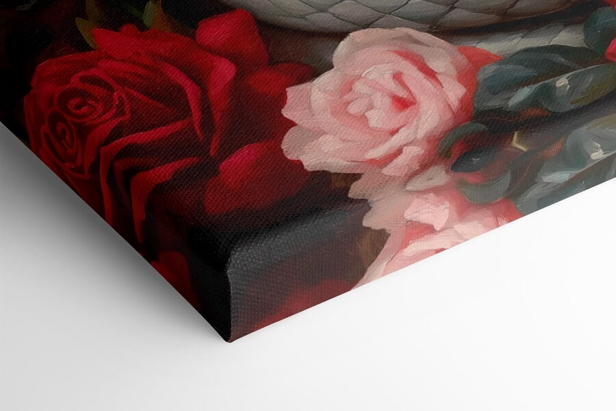 Un serpent dans un lit de roses