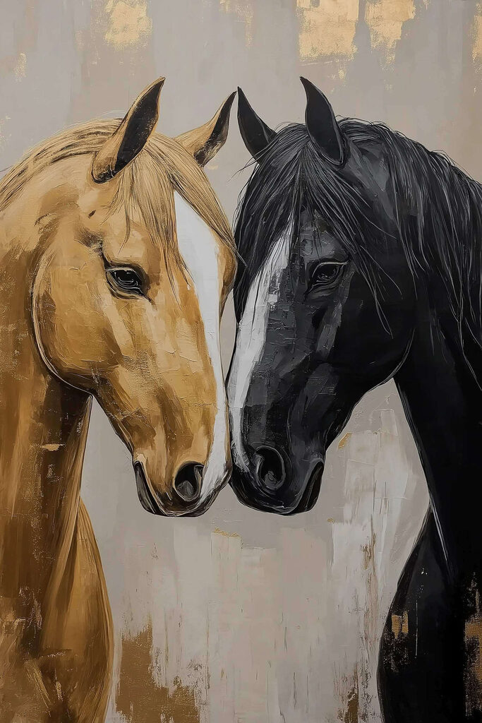 Two horses in gentle embrace