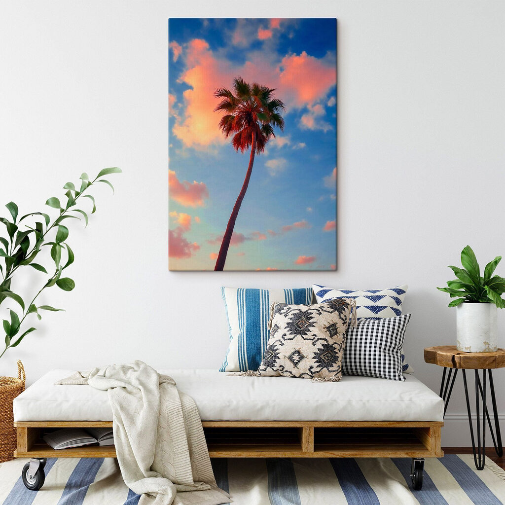 Palm tree with blue sky and clouds
