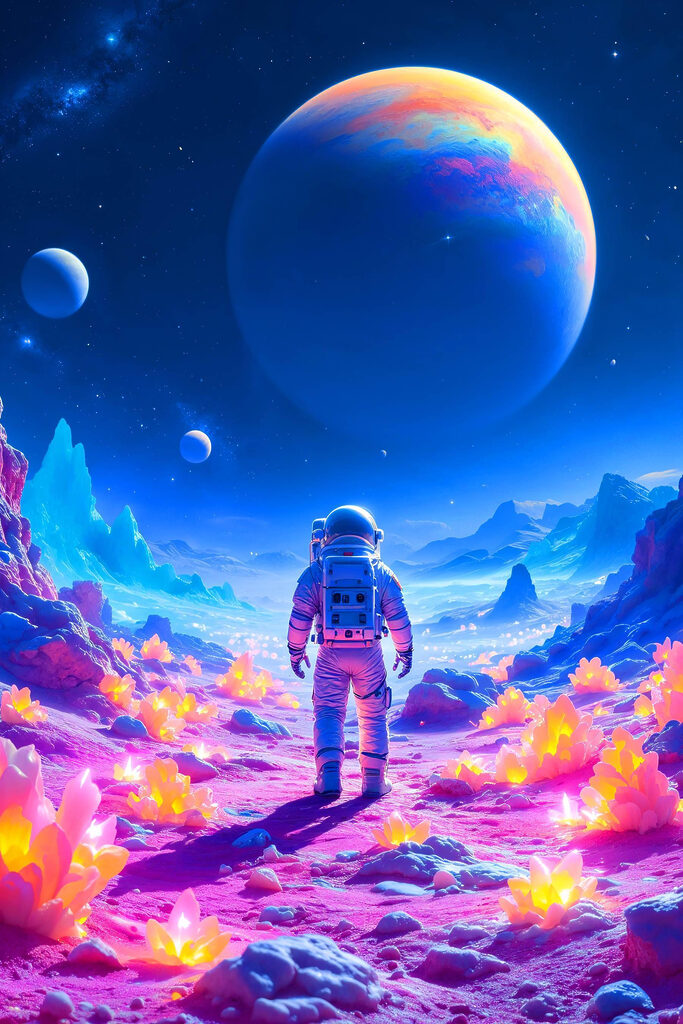 Astronaut walking on a desert Astronaut walking on a desert