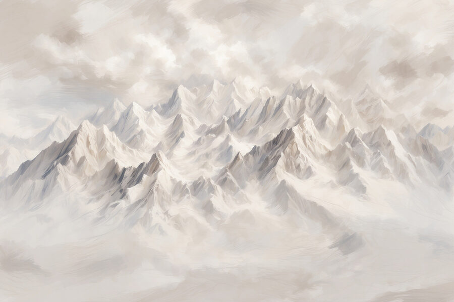 Chaîne de montagnes avec nuages