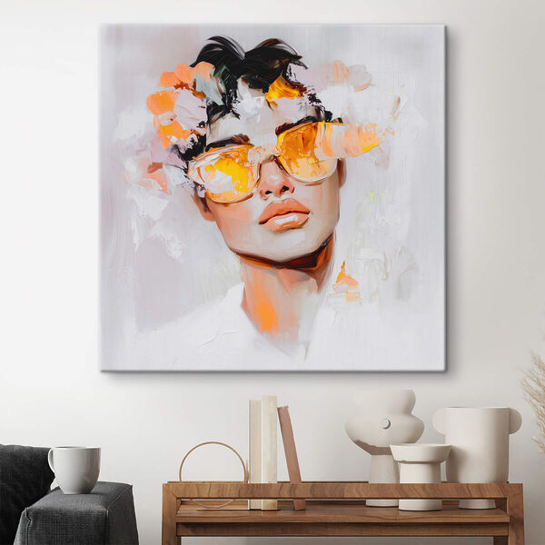 Homme portant des lunettes de soleil et des fleurs sur la tête Homme portant des lunettes de soleil et des fleurs sur la tête