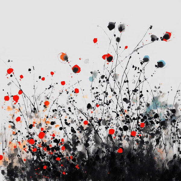 Groupe de fleurs avec des taches rouges et noires Groupe de fleurs avec des taches rouges et noires