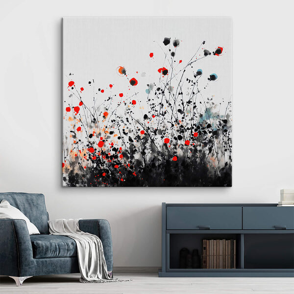 Groupe de fleurs avec des taches rouges et noires Groupe de fleurs avec des taches rouges et noires