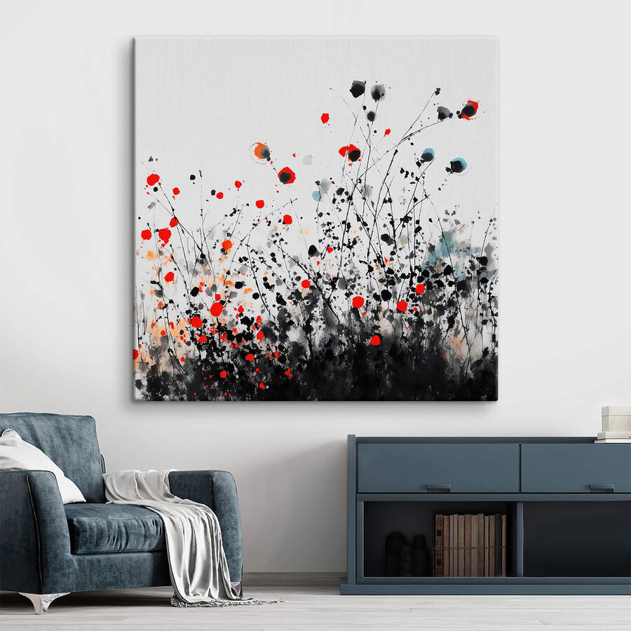 Groupe de fleurs avec des taches rouges et noires