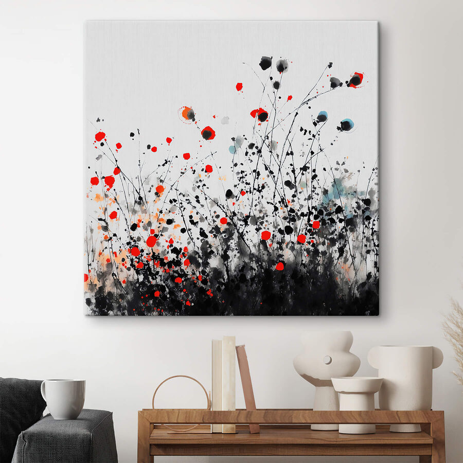 Groupe de fleurs avec des taches rouges et noires