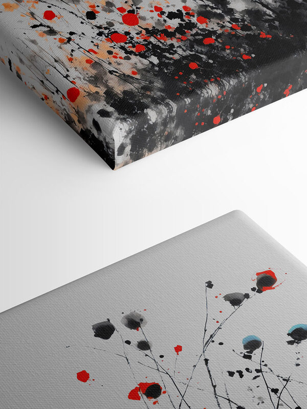 Groupe de fleurs avec des taches rouges et noires Groupe de fleurs avec des taches rouges et noires