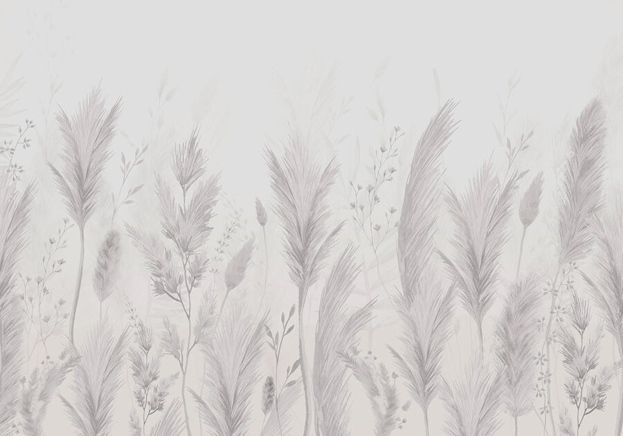 Fond blanc avec de l'herbe et des fleurs
