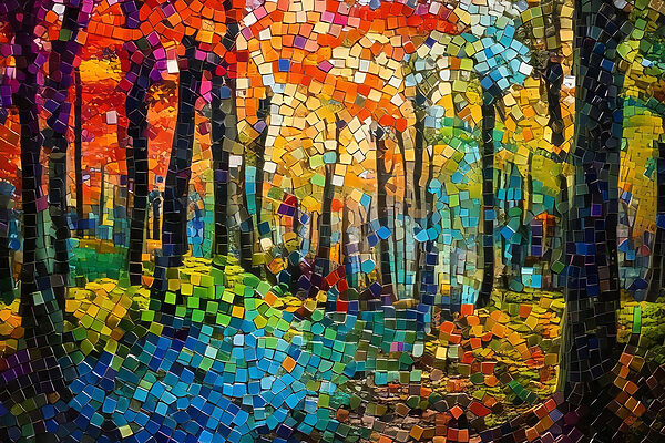 Mosaïque d'arbres et d'herbe Mosaïque d'arbres et d'herbe