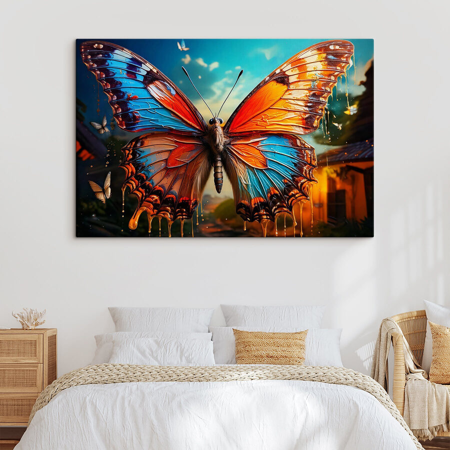 Papillon aux ailes orange et bleues Papillon aux ailes orange et bleues