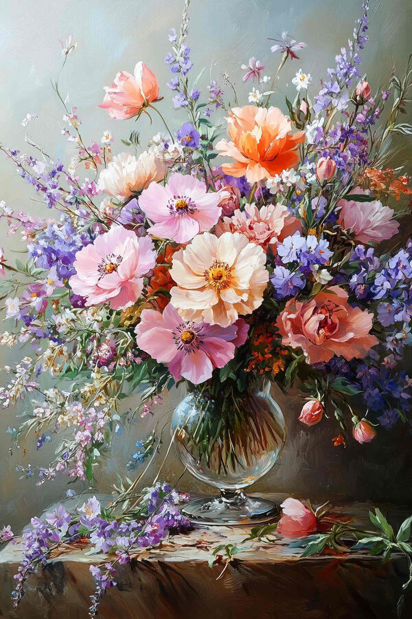 Peinture de fleurs dans un vase Peinture de fleurs dans un vase