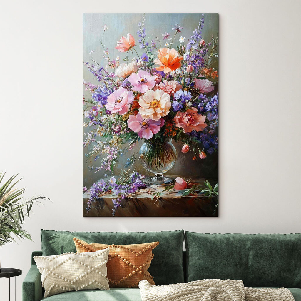 Painting of flowers in a vase