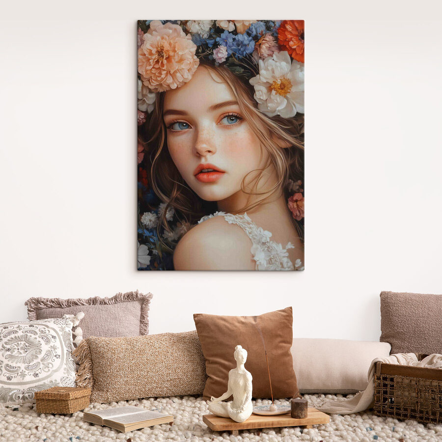 Femme avec des fleurs dans les cheveux Femme avec des fleurs dans les cheveux