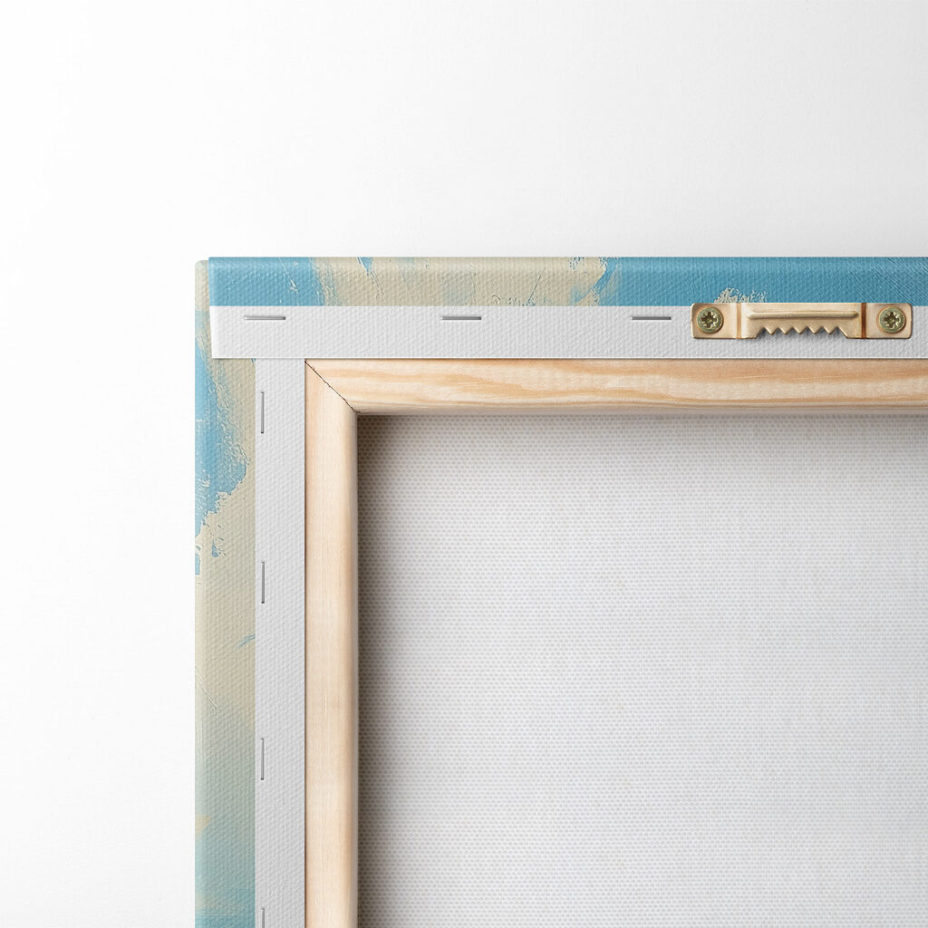 Painting of a colorful town on a cliff by the water