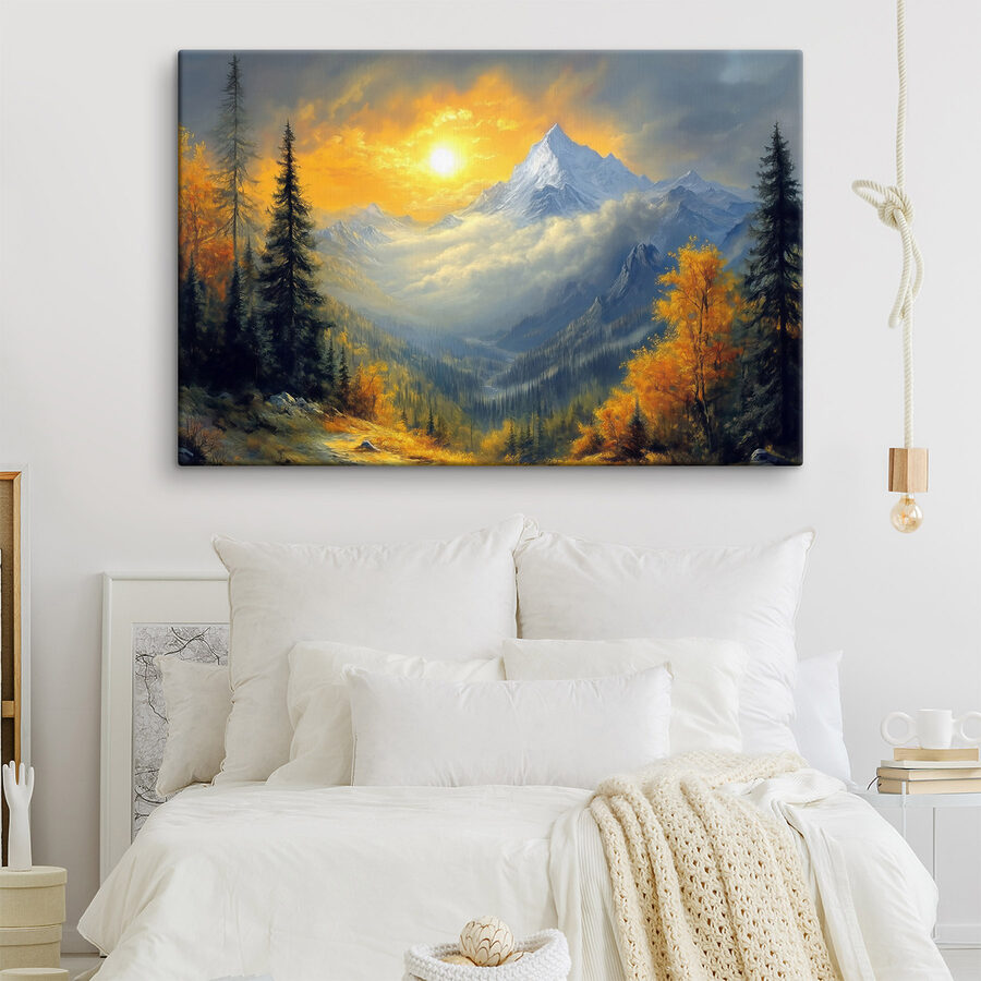 Paysage de montagne avec arbres et nuages Paysage de montagne avec arbres et nuages