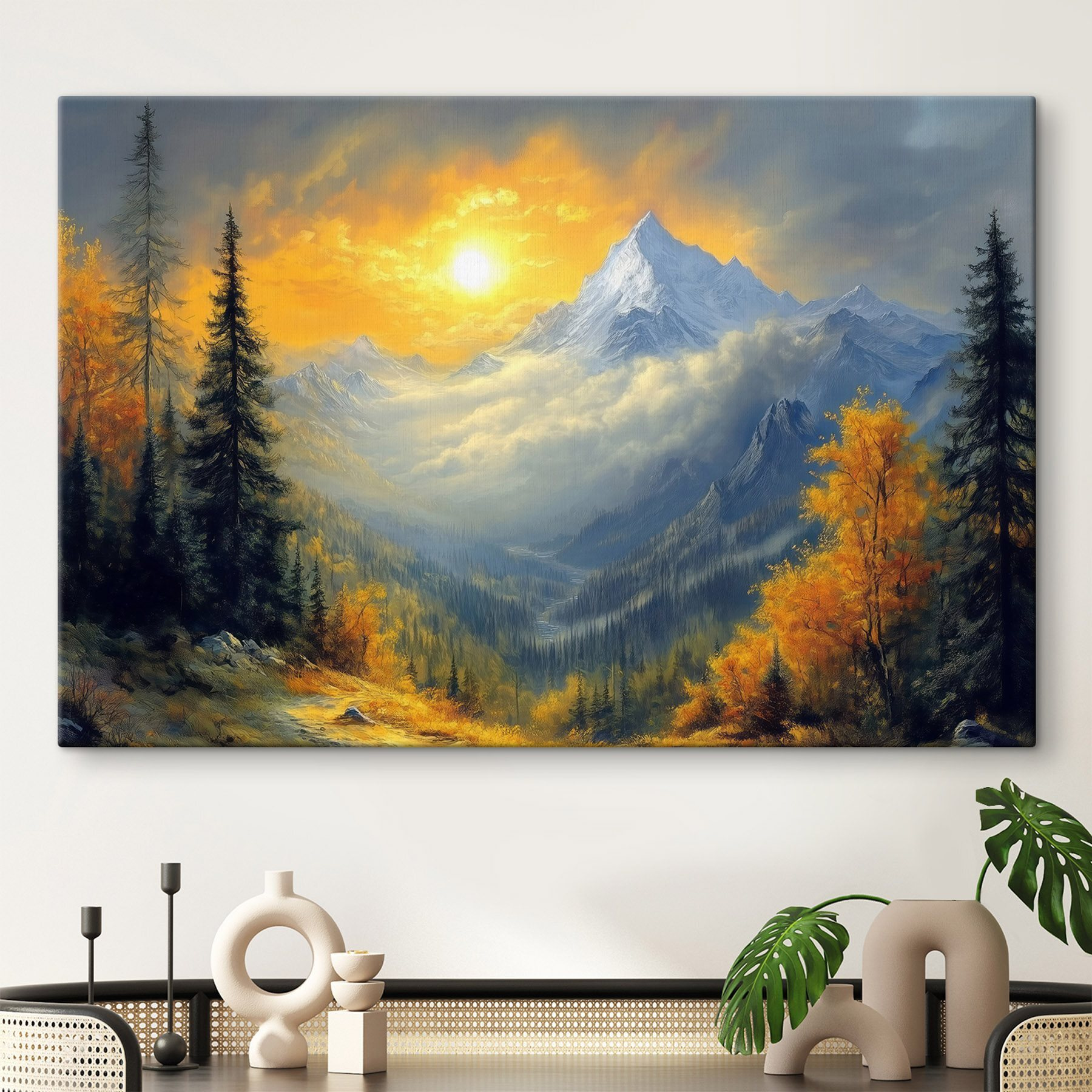 Tableau Impression Sur Verre 100x40 Cm - Paysage De Montagne Des Alpes, Déco Murale Moderne - Neuf