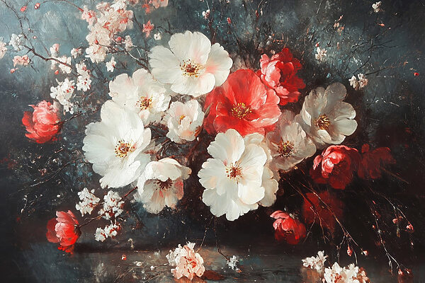 Peinture de fleurs sur une table Peinture de fleurs sur une table