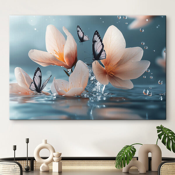 Papillons sur les fleurs et l'eau Papillons sur les fleurs et l'eau