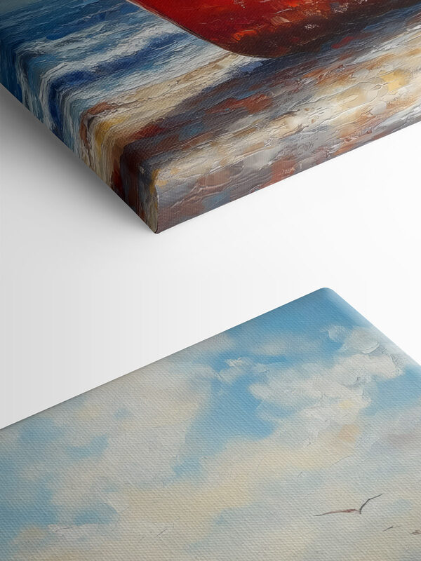 Peinture d'un bateau sur une plage Peinture d'un bateau sur une plage