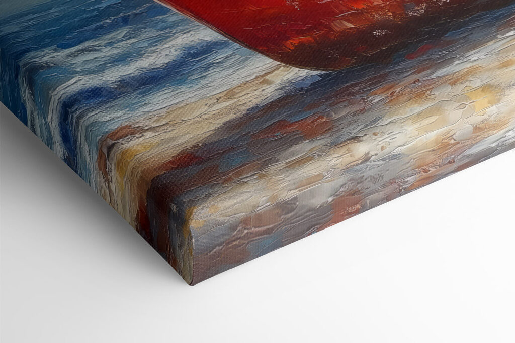 Painting of a boat on a beach Painting of a boat on a beach