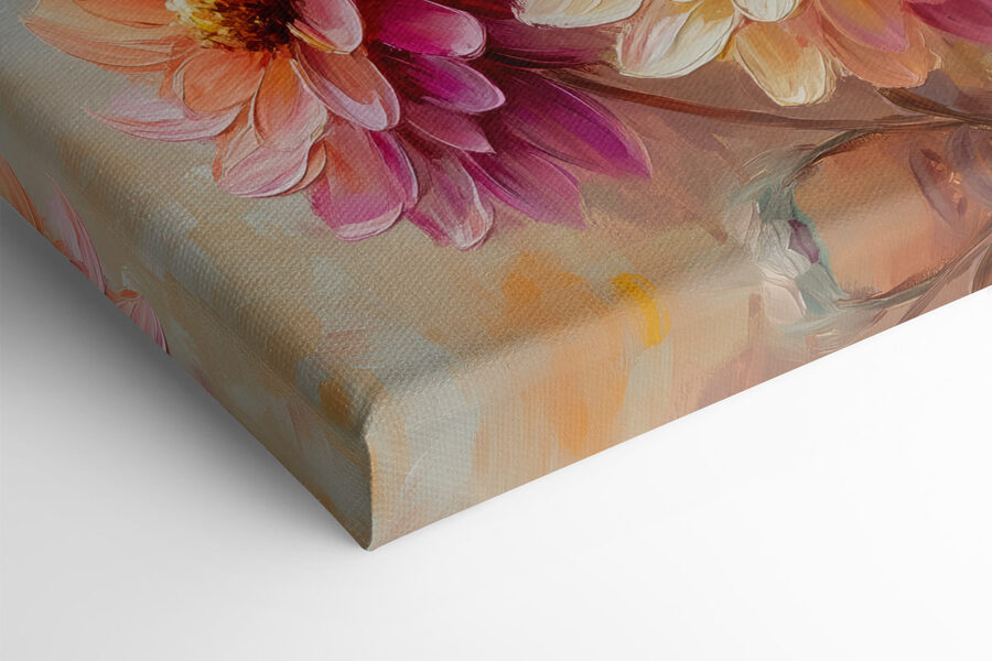 Peinture de fleurs sur toile