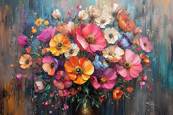 Peinture de fleurs dans un vase Peinture de fleurs dans un vase