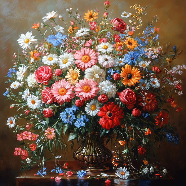 Peinture d'un bouquet de fleurs Peinture d'un bouquet de fleurs