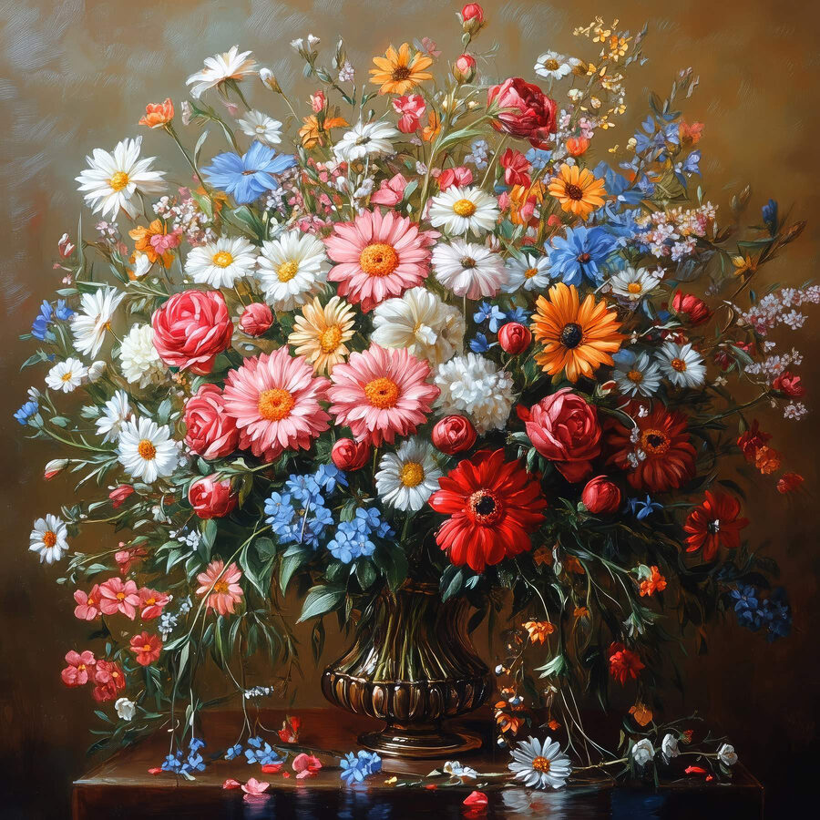 Peinture d'un bouquet de fleurs Peinture d'un bouquet de fleurs