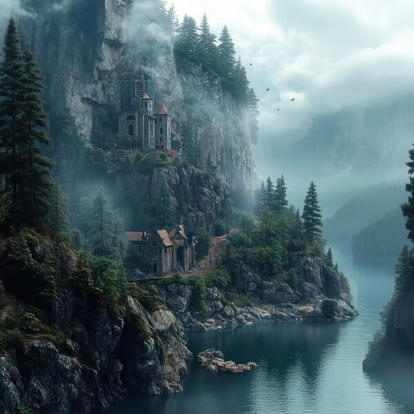 Rivière avec une maison sur une falaise s42027p 600x600 - Rivière avec une maison sur une falaise