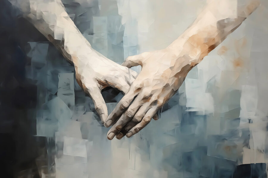 Papier peint Les mains qui se touchent se relient dans l'unité. – Image 3