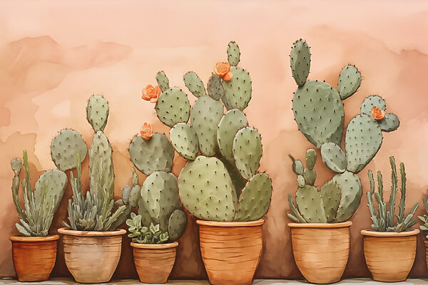 Groupe de cactus en pots Groupe de cactus en pots