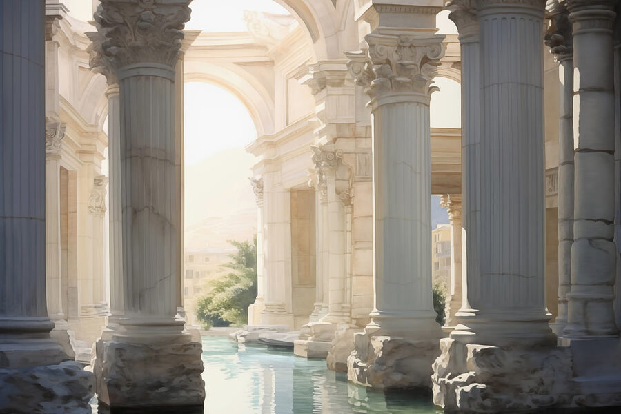 Eau devant un bâtiment