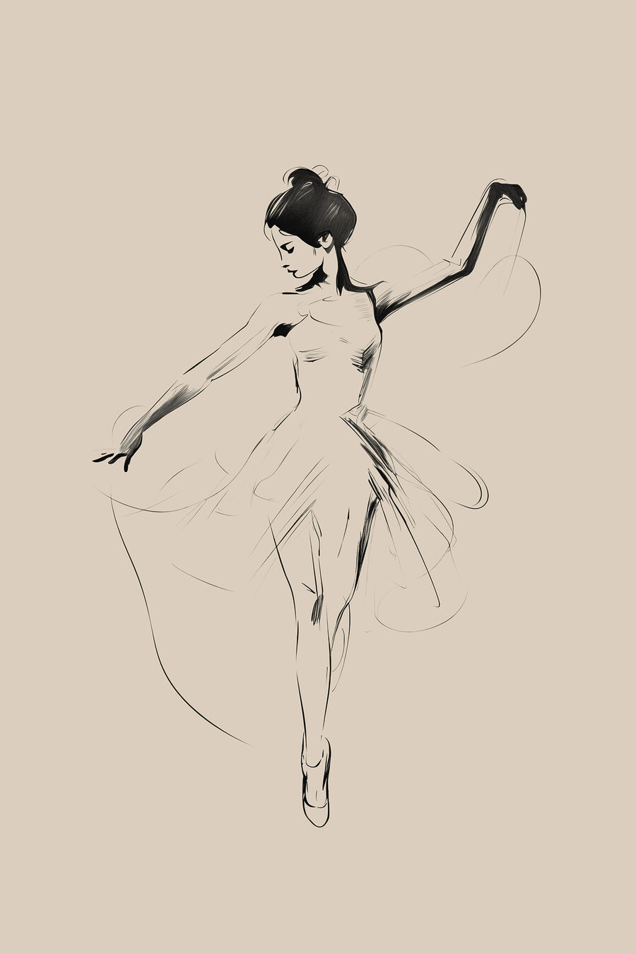 Dessin d'une femme qui danse