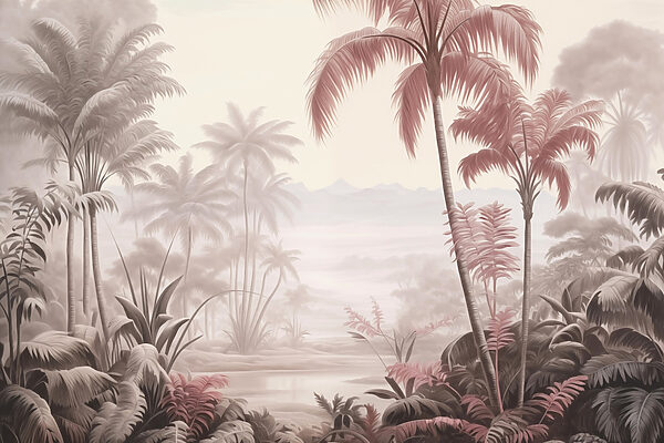 Paysage avec palmiers et montagnes Paysage avec palmiers et montagnes