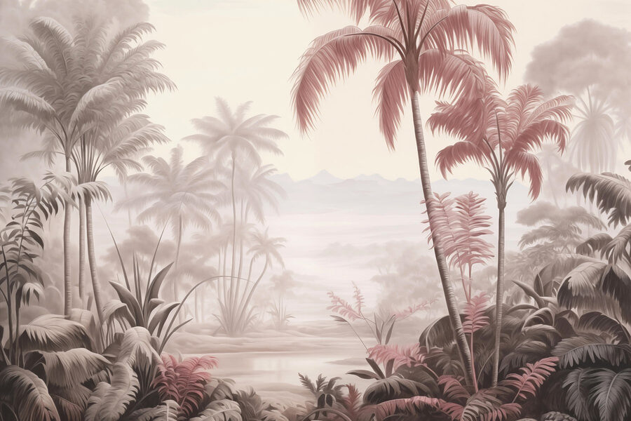 Paysage avec palmiers et montagnes Paysage avec palmiers et montagnes