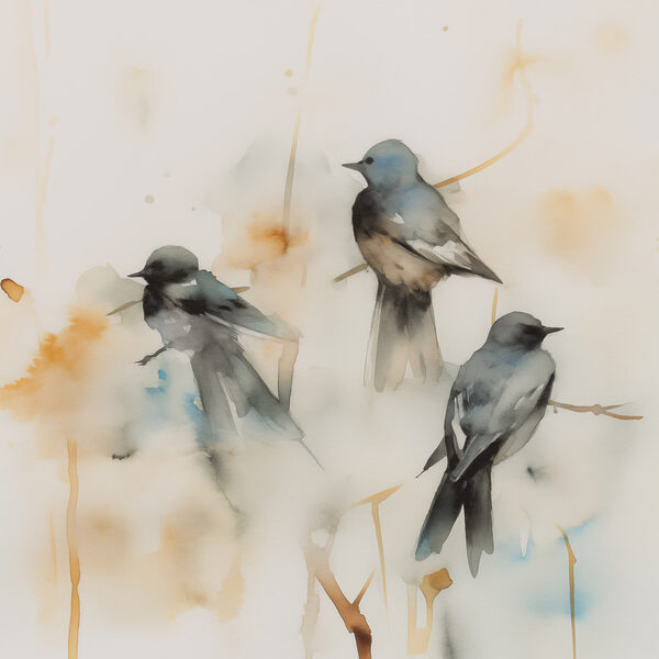 Groupe d'oiseaux sur une branche Groupe d'oiseaux sur une branche