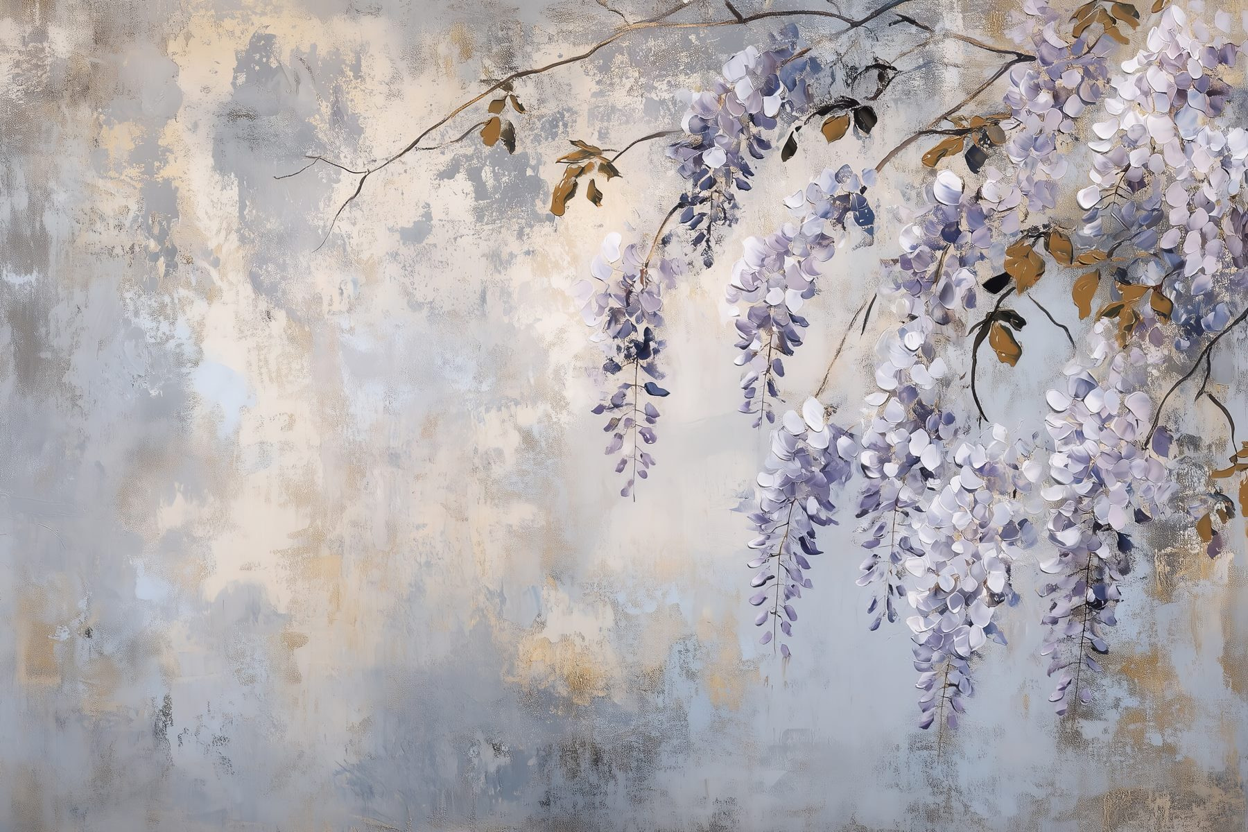 Painting of a branch with purple flowers Painting of a branch with purple flowers