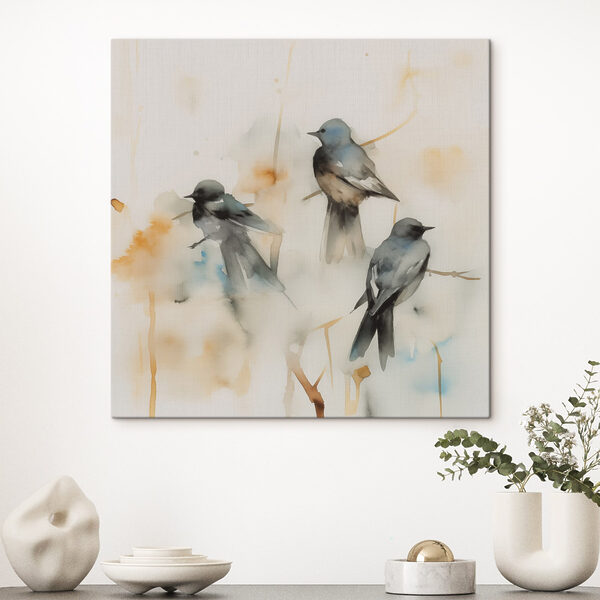 Groupe d'oiseaux sur une branche Groupe d'oiseaux sur une branche