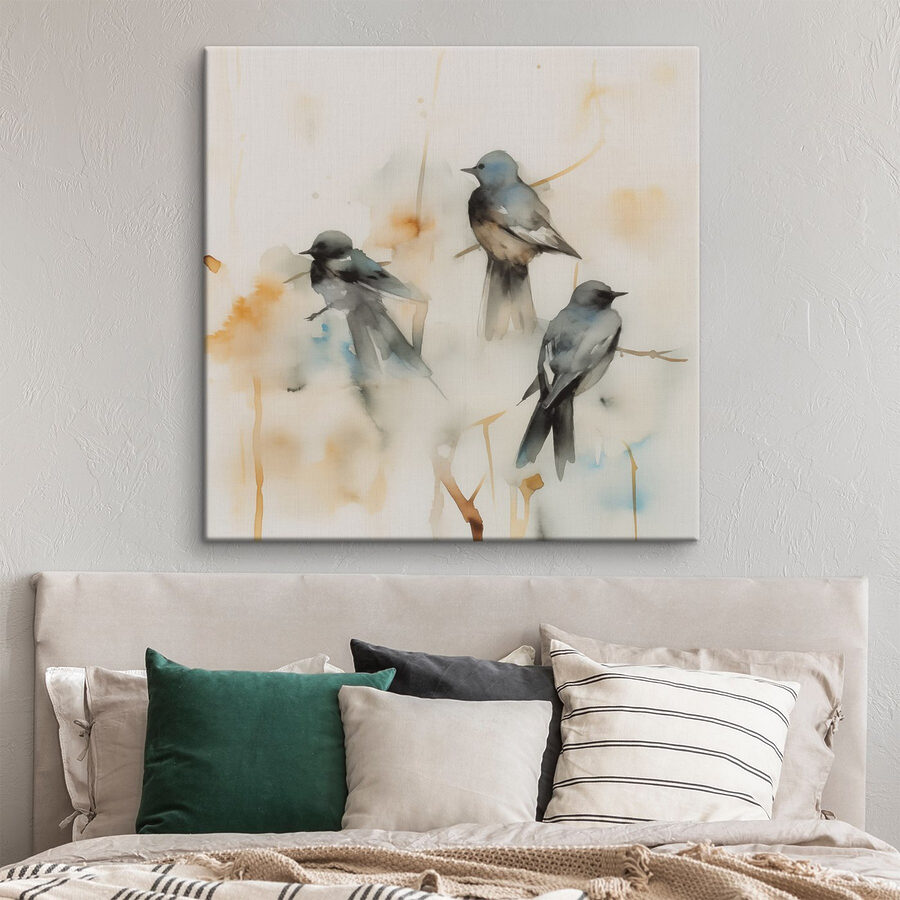 Groupe d'oiseaux sur une branche