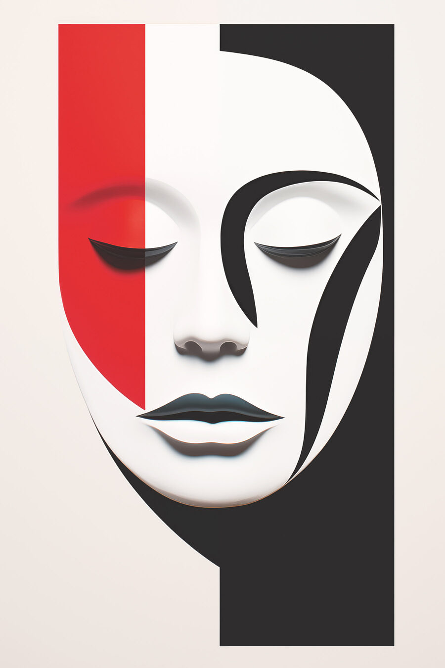 Visage avec bandes rouges et noires