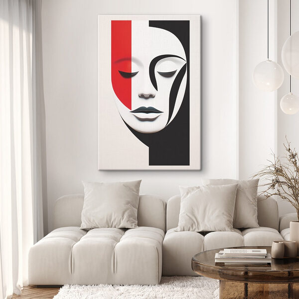 Visage avec bandes rouges et noires Visage avec bandes rouges et noires