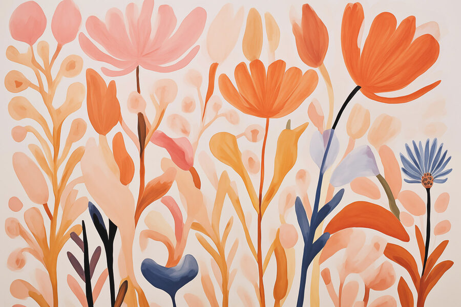 Peinture de fleurs et de feuilles