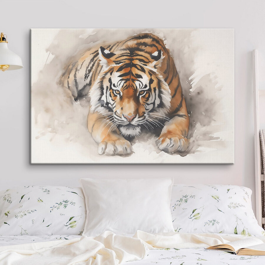 Aquarelle d'un tigre couché